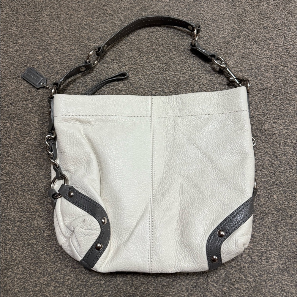 Vintage COACH Carly White Pebbled Leather Hobo Shoulder Bag Purse Y2K F15251 - Picture 4 of 6